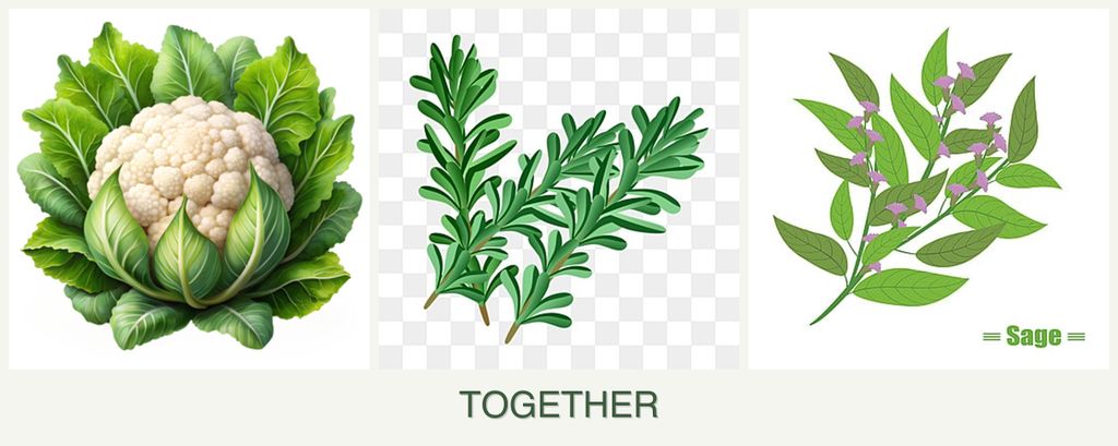 Can you plant cauliflower, rosemary and sage together?