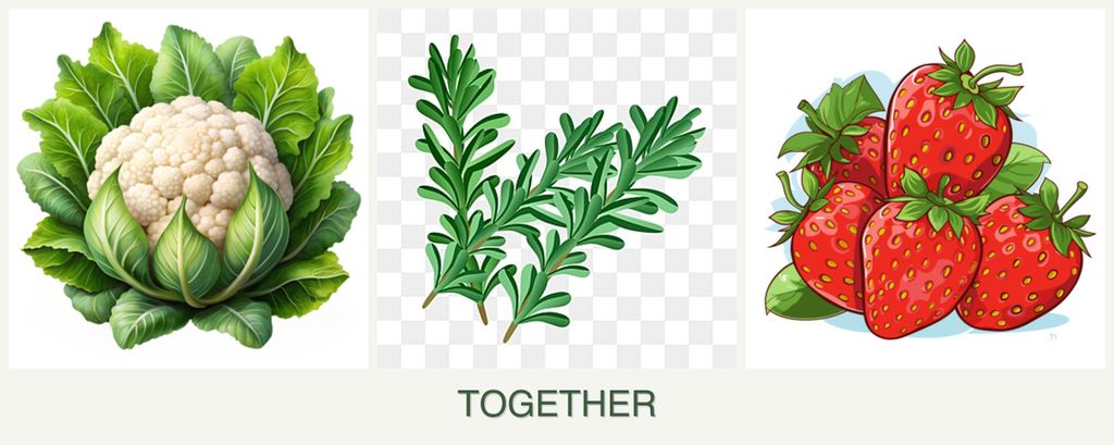 Can you plant cauliflower, rosemary and strawberries together?