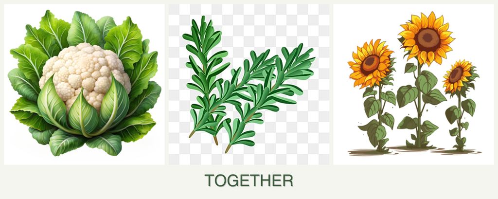Can you plant cauliflower, rosemary and sunflowers together?