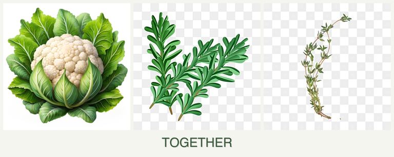 Can you plant cauliflower, rosemary and thyme together?