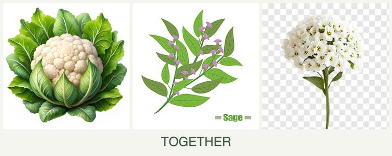 Can you plant cauliflower, sage and alyssum together?