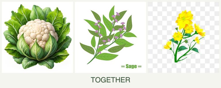 Can you plant cauliflower, sage and calendula together?