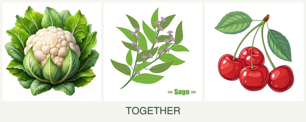 Can you plant cauliflower, sage and cherries together?