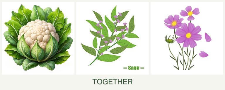Can you plant cauliflower, sage and cosmos together?