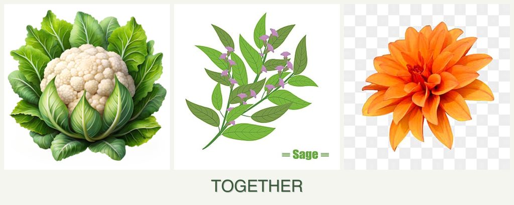 Can you plant cauliflower, sage and dahlias together?