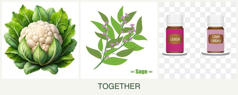 Can you plant cauliflower, sage and geraniums together?