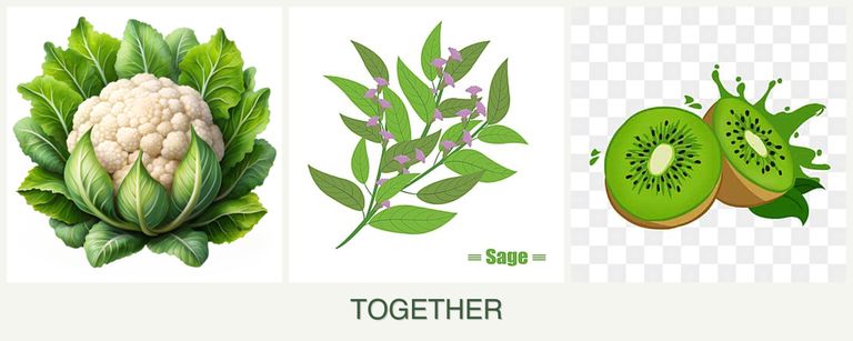 Can you plant cauliflower, sage and kiwi together?