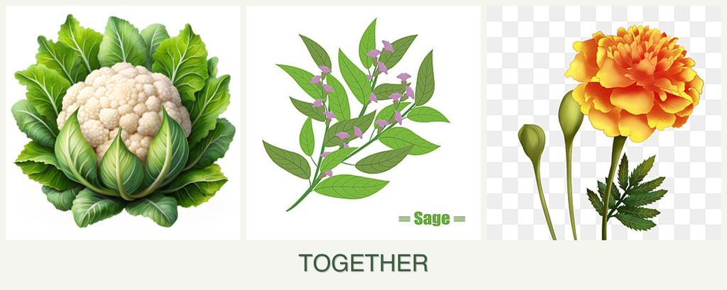 Can you plant cauliflower, sage and marigolds together?