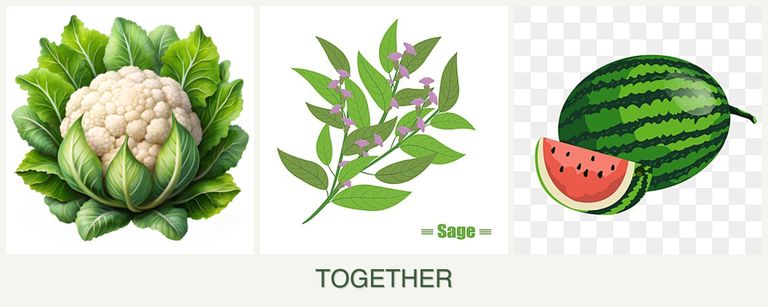 Can you plant cauliflower, sage and melons together?