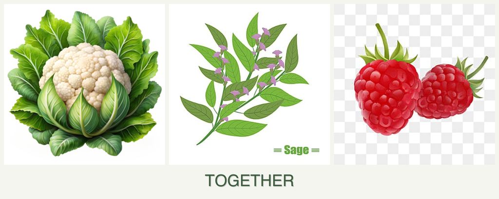 Can you plant cauliflower, sage and raspberries together?