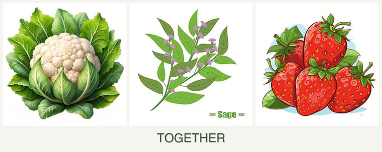 Can you plant cauliflower, sage and strawberries together?