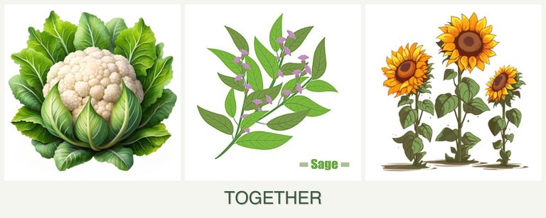 Can you plant cauliflower, sage and sunflowers together?