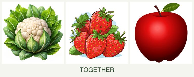 Can you plant cauliflower, strawberries and apples together?