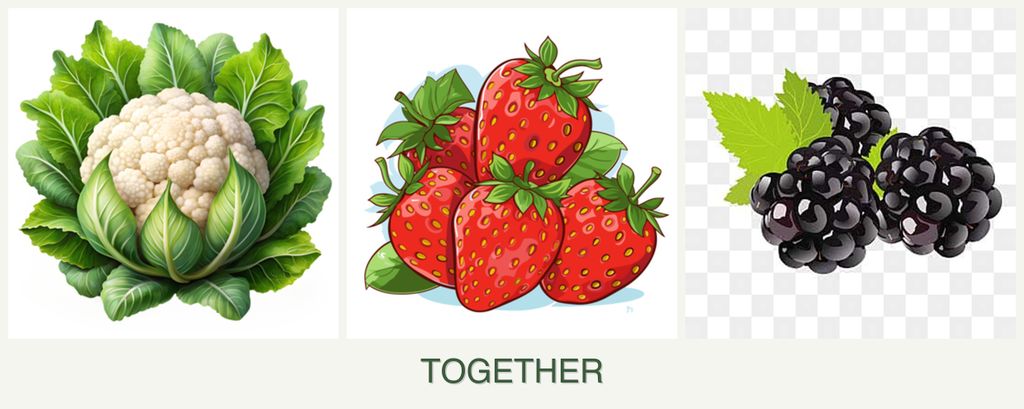 Can you plant cauliflower, strawberries and blackberries together?
