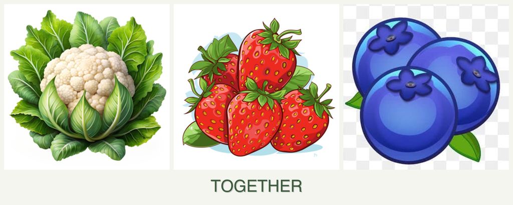 Can you plant cauliflower, strawberries and blueberries together?