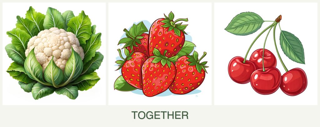 Can you plant cauliflower, strawberries and cherries together?