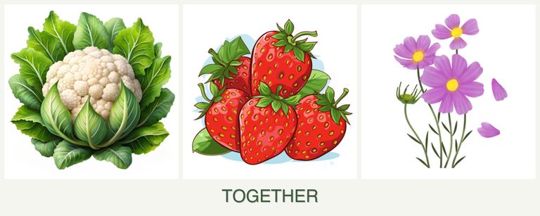 Can you plant cauliflower, strawberries and cosmos together?