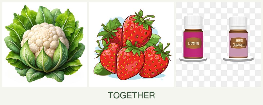 Can you plant cauliflower, strawberries and geraniums together?