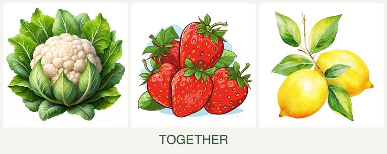 Can you plant cauliflower, strawberries and lemons together?