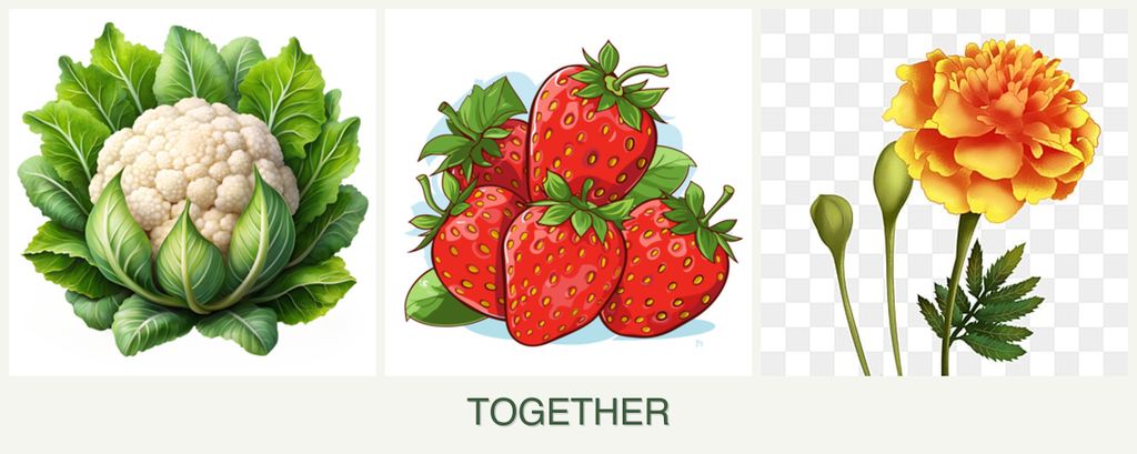 Can you plant cauliflower, strawberries and marigolds together?