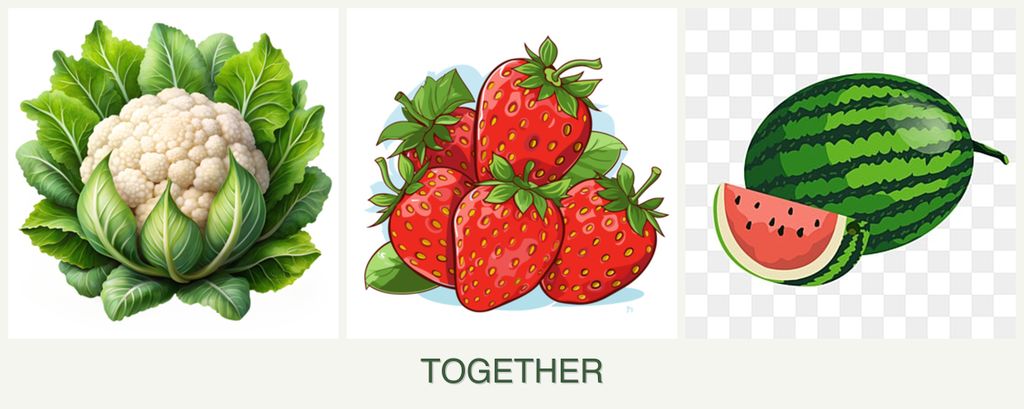 Can you plant cauliflower, strawberries and melons together?