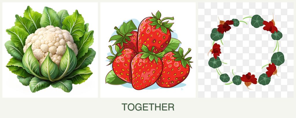 Can you plant cauliflower, strawberries and nasturtiums together?