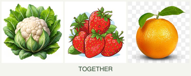 Can you plant cauliflower, strawberries and oranges together?