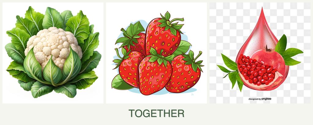 Can you plant cauliflower, strawberries and pomegranates together?