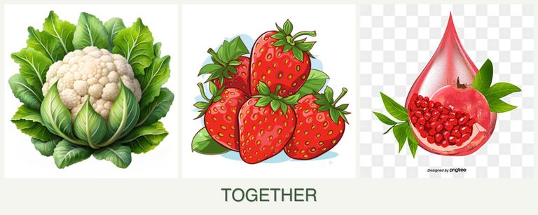 Can you plant cauliflower, strawberries and pomegranates together?