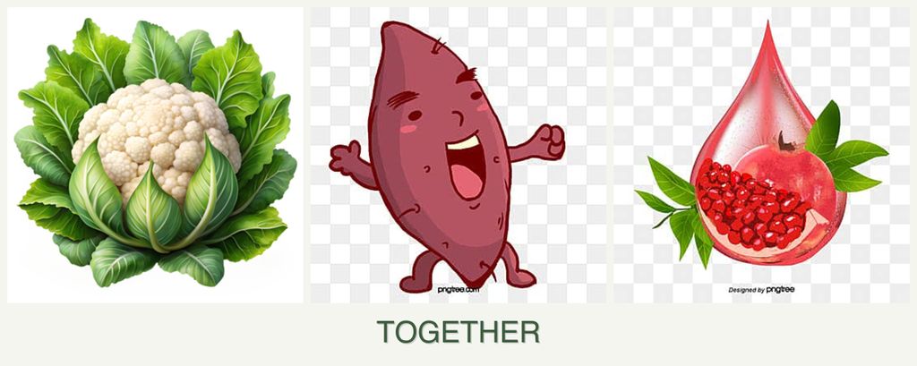 Can you plant cauliflower, sweet potatoes and pomegranates together?