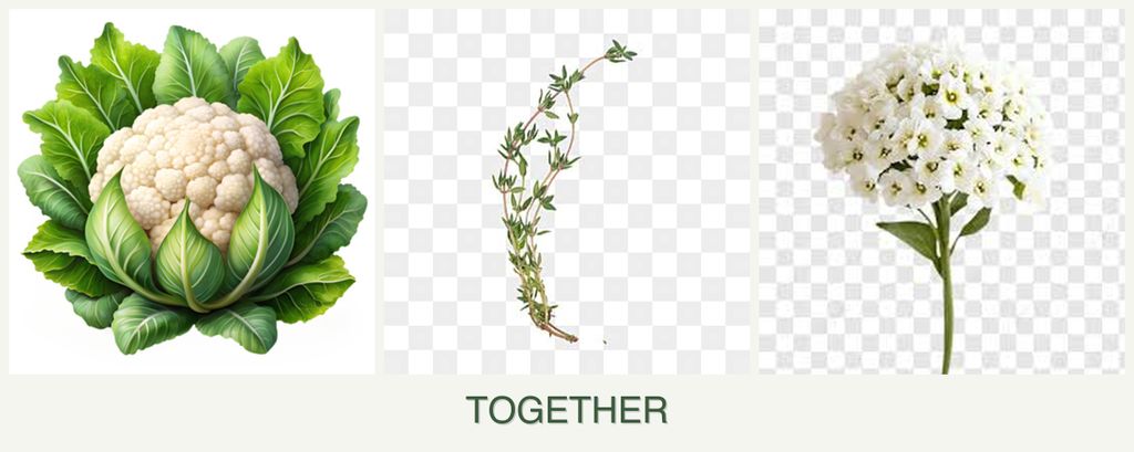 Can you plant cauliflower, thyme and alyssum together?