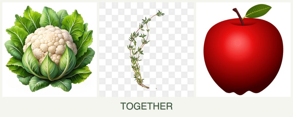 Can you plant cauliflower, thyme and apples together?