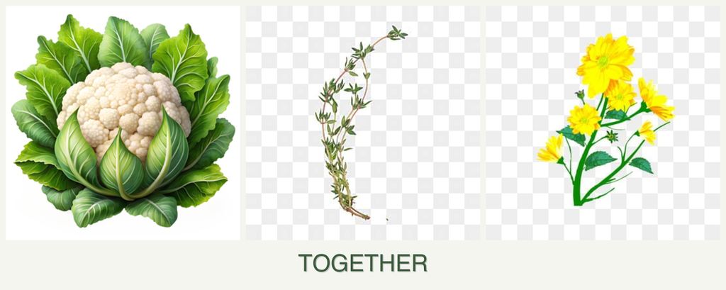 Can you plant cauliflower, thyme and calendula together?