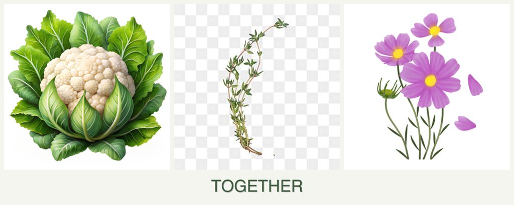 Can you plant cauliflower, thyme and cosmos together?