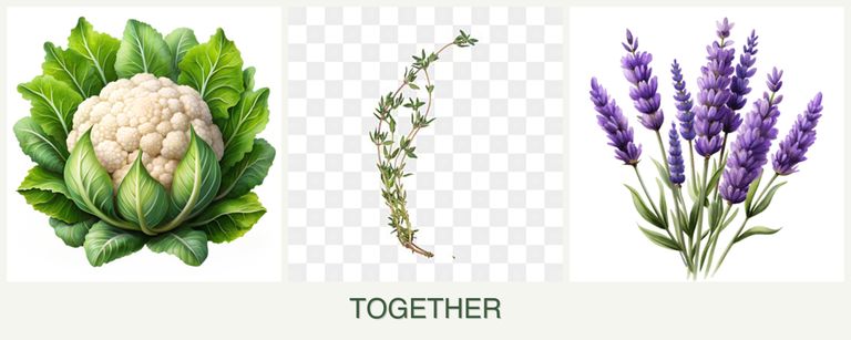 Can you plant cauliflower, thyme and lavender together?