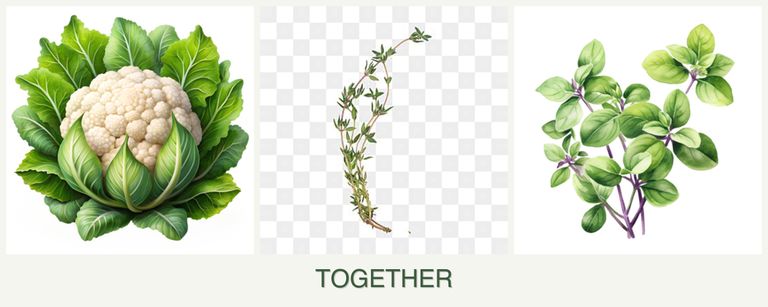 Can you plant cauliflower, thyme and oregano together?