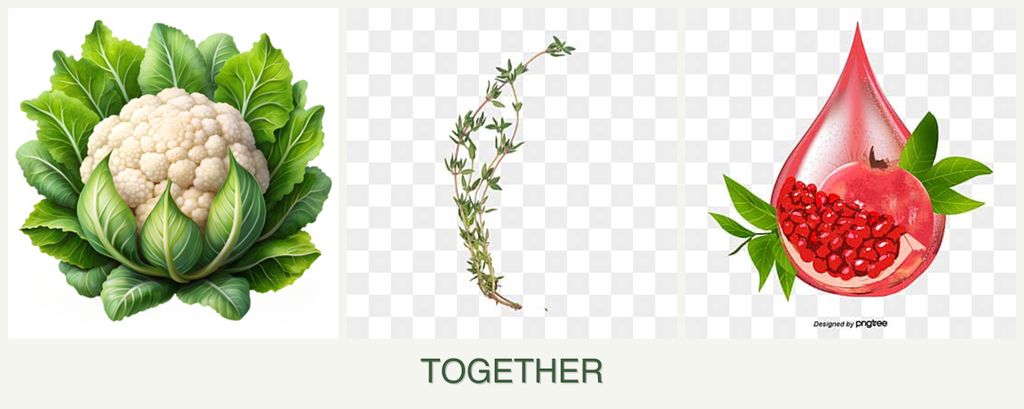 Can you plant cauliflower, thyme and pomegranates together?