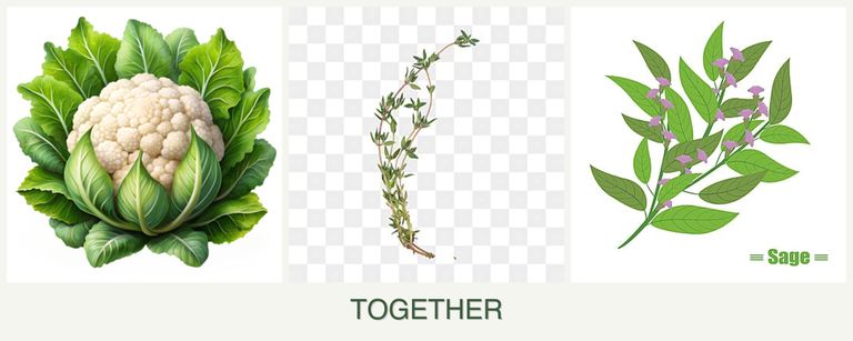 Can you plant cauliflower, thyme and sage together?