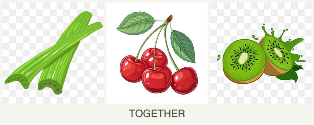 Can you plant celery, cherries and kiwi together?
