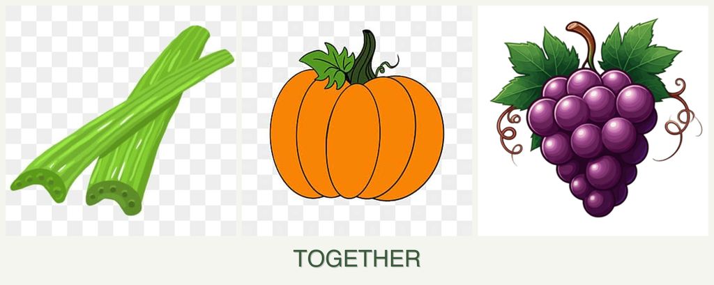 Can you plant celery, pumpkin and grapes together?
