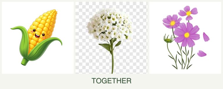 Can you plant corn, alyssum and cosmos together?