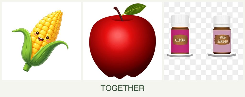 Can you plant corn, apples and geraniums together?