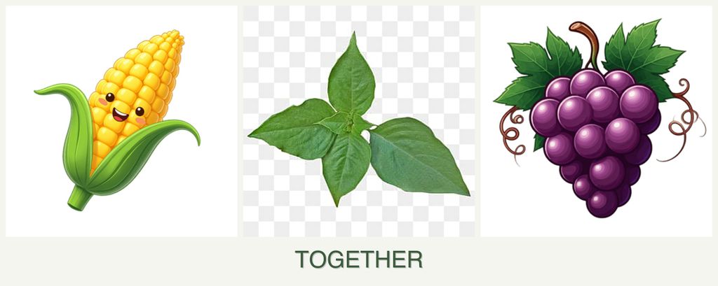 Can you plant corn, basil and grapes together?