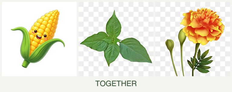 Can you plant corn, basil and marigolds together?