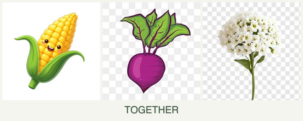 Can you plant corn, beets and alyssum together?