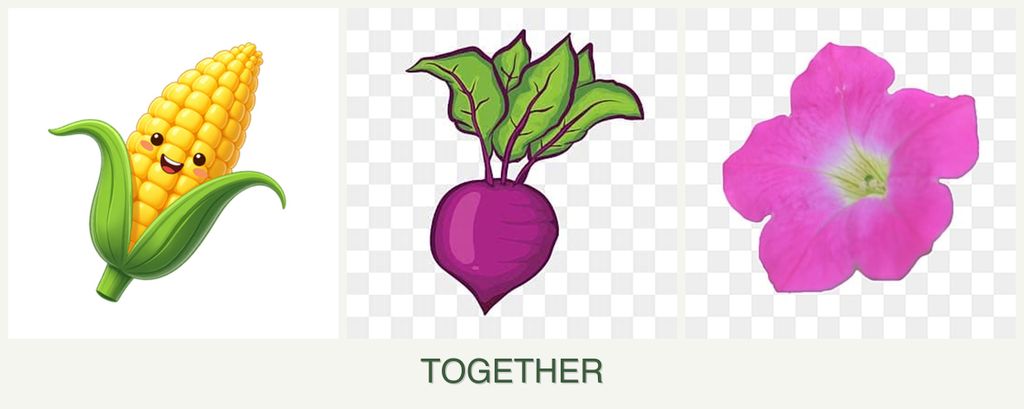 Can you plant corn, beets and petunias together?
