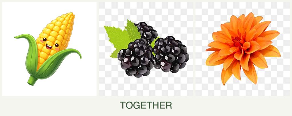 Can you plant corn, blackberries and dahlias together?