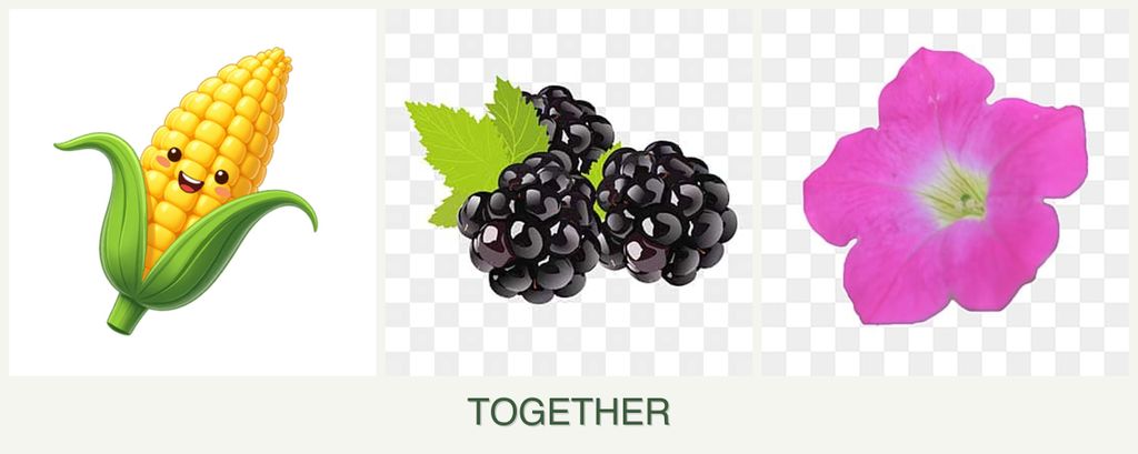 Can you plant corn, blackberries and petunias together?