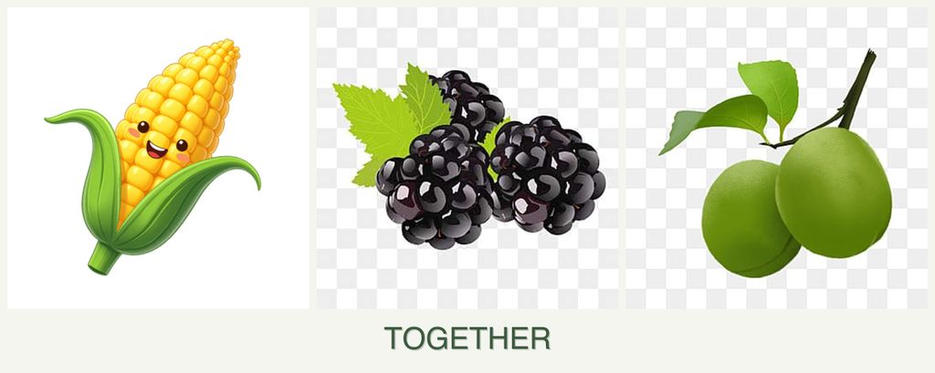 Can you plant corn, blackberries and plums together?