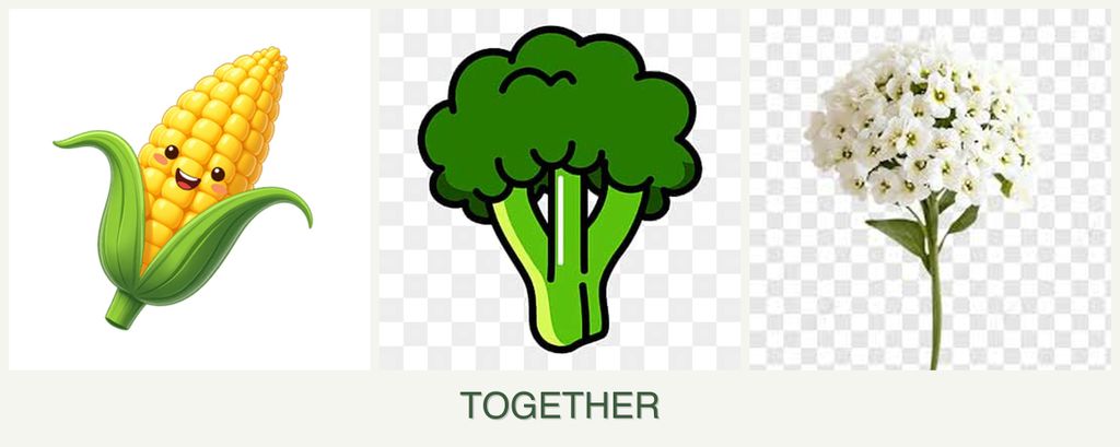 Can you plant corn, broccoli and alyssum together?